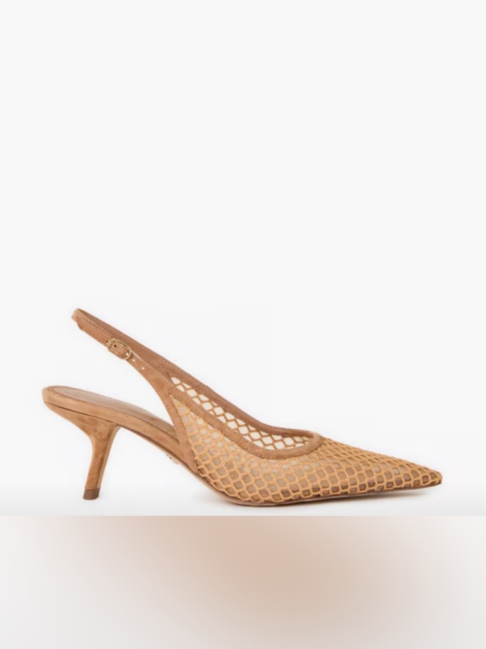 Sam Edelman Nude Beige Mesh Slingback Kitten Heels - Picture 3 of 11